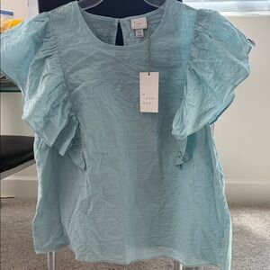 A New Day Women's Soft Blue Ruffle Blouse